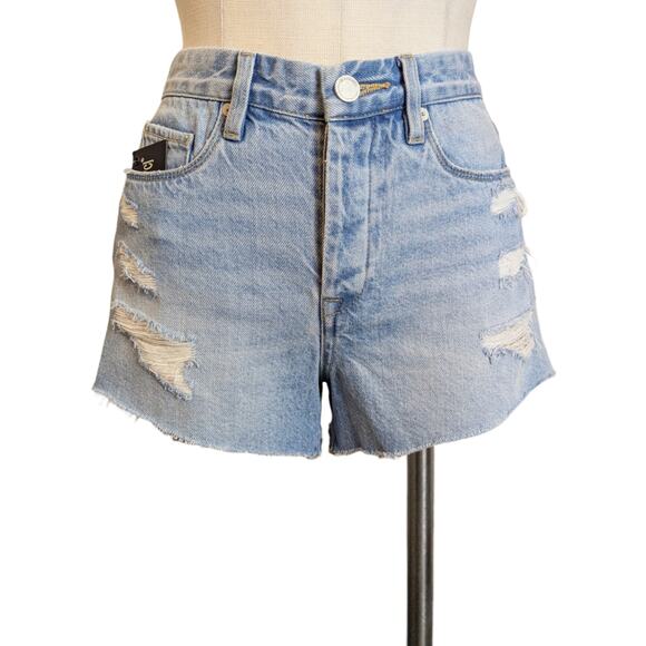 BLANK NYC BlankNYC New Distressed  High Waist Button Fly Light Wash Shorts 27 - Picture 1 of 4